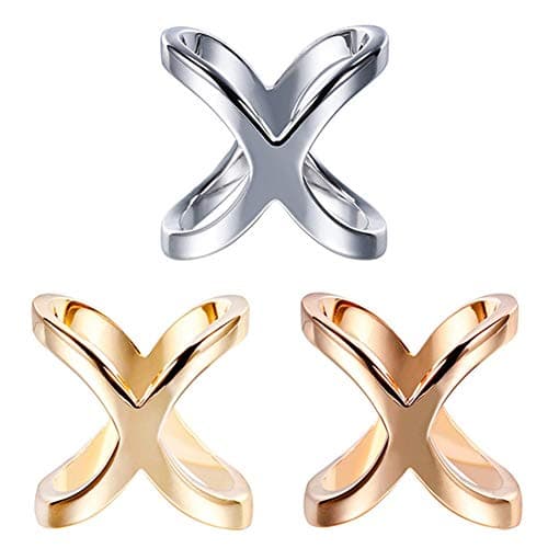 Lasenersm 3-Piece Scarf Clip Ring Set - X Shape Scarf Buckle Holder - Multicolor, Golden, Rose Gold, Silver - Modern Style - Wedding, Party, Prom, Daily Wear - Silk, Metal, Rose Gold, Silver