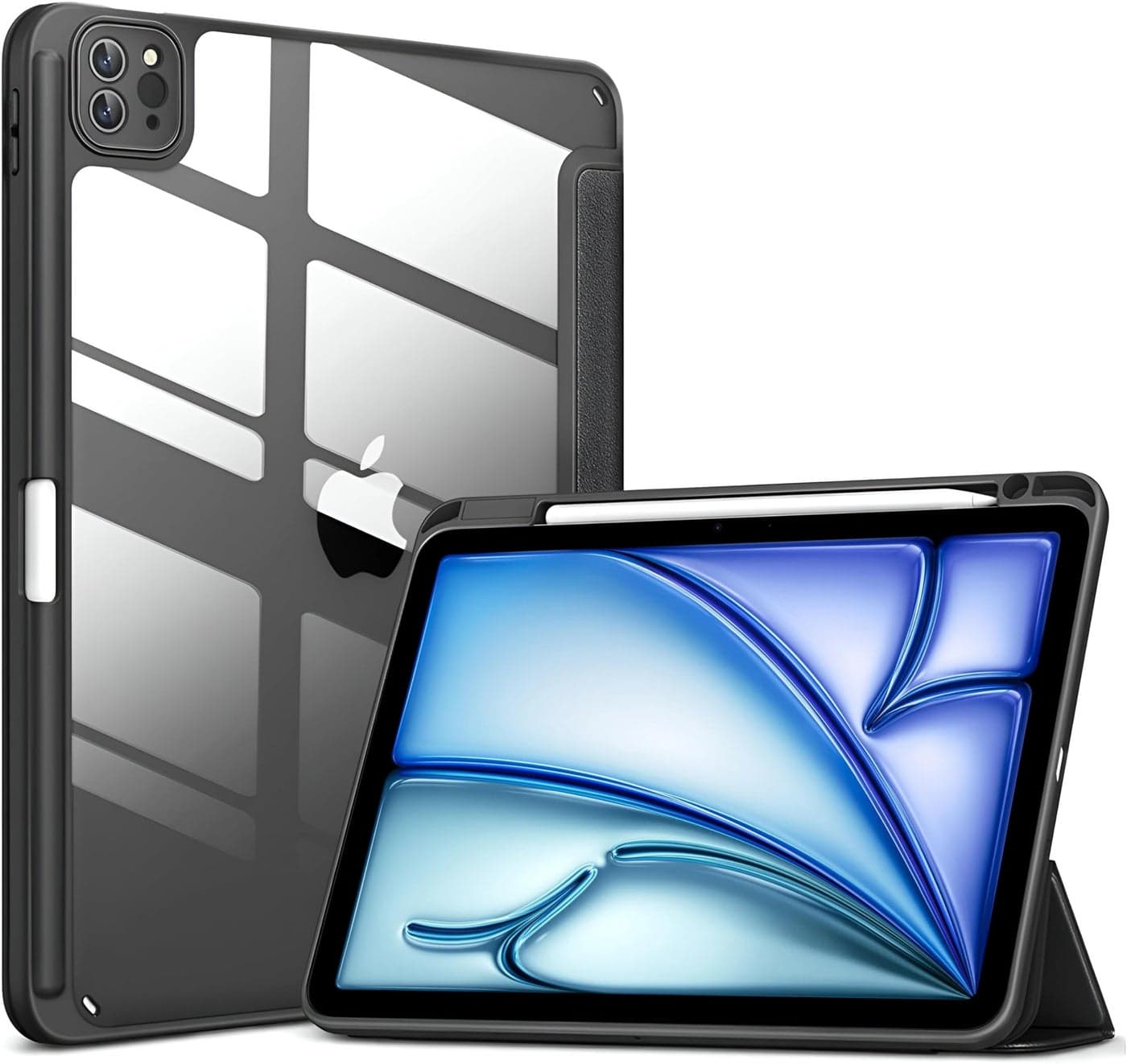 ProElite Case for iPad Air 11 Inch M4/M3/M2 2026/2025/2024, iPad Air 10.9 inch 5th/4th Gen & iPad Pro 11 inch 4th/3rd Gen 2022 case Cover, Transparent Smart Flip Cover with Pencil Holder, Hippy