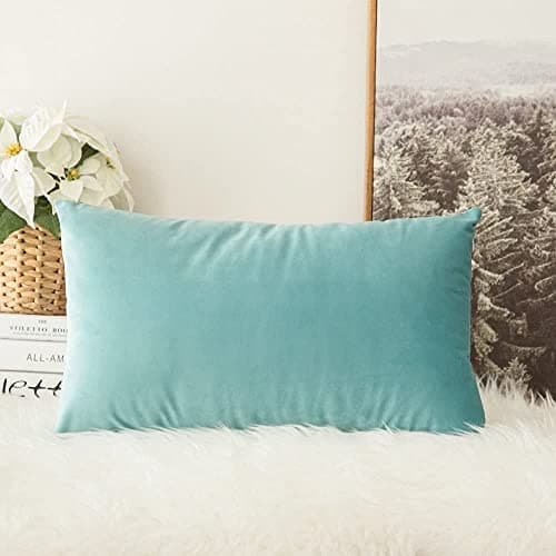 Khooti Velvet Cushion Cover, 18X24 Inches/45X60 Cm | Teal Green | Pack of 1 | Solid Plain Soft & Smooth, Decorative Cushion Covers for Living Room, Bedroom, Couches, Chairs, Sofas, Beds & Home Decor