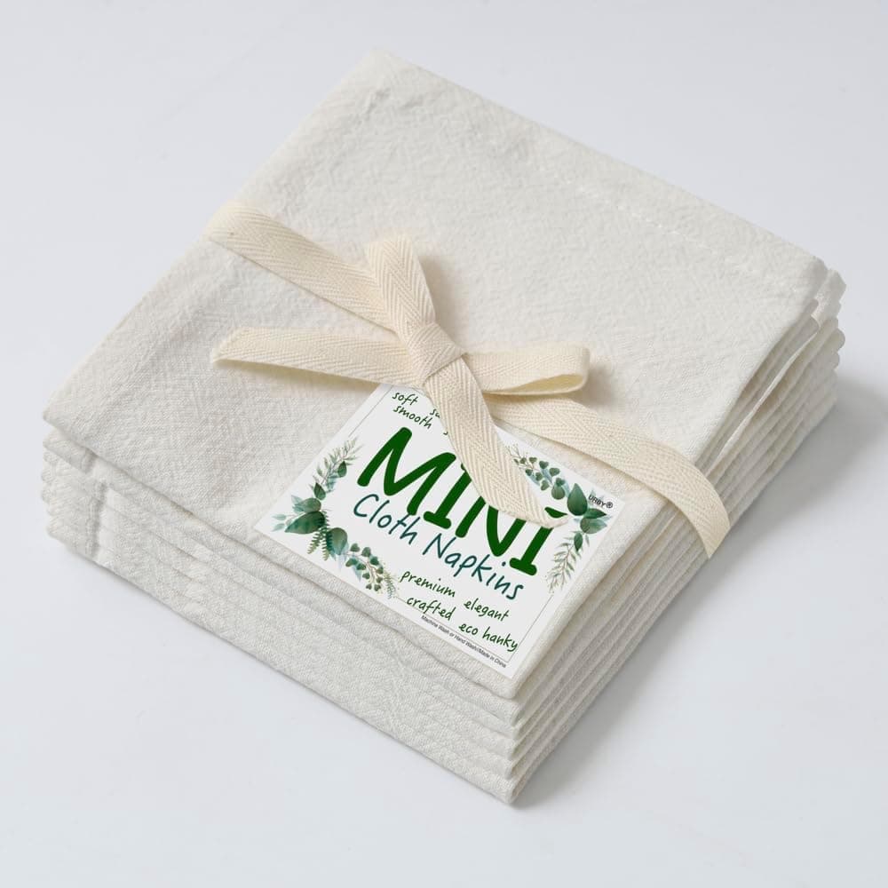 Urby Eco Hanky 10x10in Reusable LinenCotton Napkins Small Cloth Napkins Eco Friendly Ideal Use As Kids Napkins for Lunch Dinners Occasions Like WeddingsBirthdayCocktail Parties WH6pk