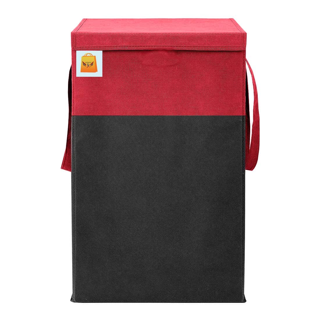 JustandKrafts Folding laudry Basket For cloths and toy organiser With LID Handle Baby Toys Organiser 75 LTR RedCardboard