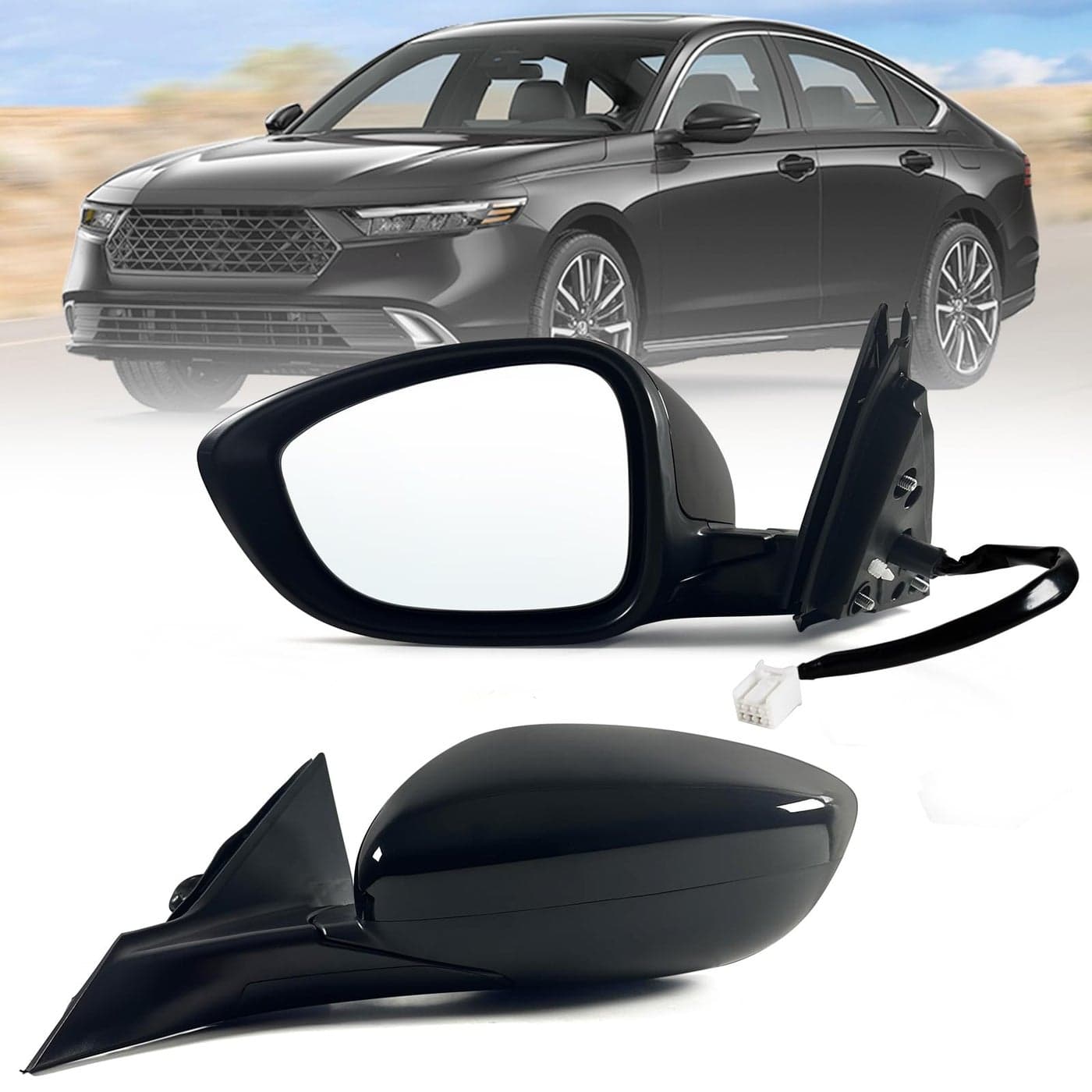 Lqito Left Driver Side Mirror Fits 2023 2024 2025 Honda Accord with Power Glass without Heated without turn signals without Blind Spot Match Black 3Pins