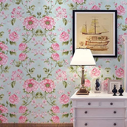 Jaamso Royals Green Pink Floral Peel and Stick Self Adhesive Wallpaper,Wall Sticker (200 CM *45 CM)