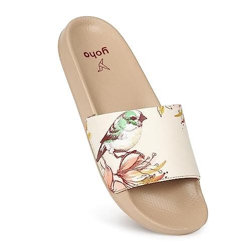 YOHO Tropica Printed Comfortable Women Slides | Stylish & Waterproof | Soft Inner Lining On Strap