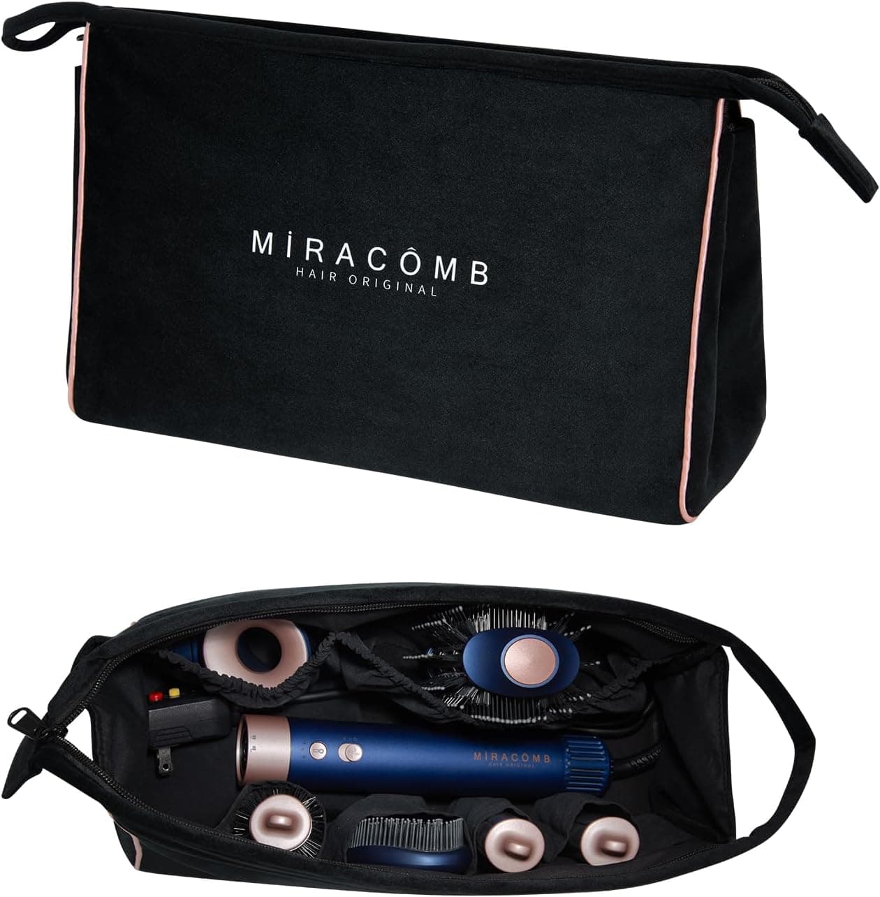 Multi-Purpose Velvet Storage Bag - Spacious Hair Tool Organizer & Travel Case, Compatible with Hypersonic BLDC X-Styler, Dyson Airwrap & Shark FlexStyle - Dual Use, Sleek Black Design for All