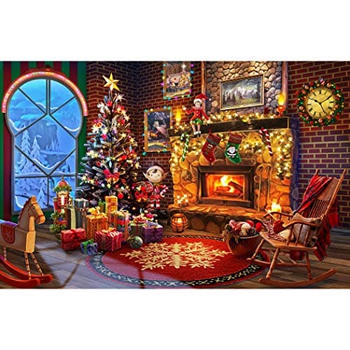 Lavievert Wooden Jigsaw Puzzles 1000 Piece Christmas Puzzles for Adults Fireplace Christmas Tree Christmas Presents Stockings