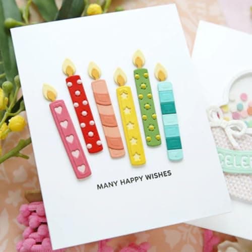 FAWENUCY Scrapbooking DieCuts Happy Birthday Ballon Metal Cutting Dies for Card Making Paper Craft Punch Template Background Embossing Stencils DIY Album Dcor Birthday Candles72x68cm