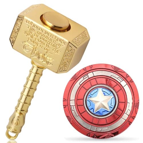 Fidget Chain Hammer Spinners Metal with Star Fidget Finger Spinner Toy Anxiety Toy Focus Copper Brass Fidget Toys Fingertip Gyro Stress Relief Gifts for Kids AdultsGolden