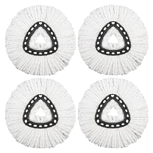 4 Pack Mop Replacement Heads Compatible with O Ceda Mop Replace Head EasyWrin Spin Mop Heads Replacements, Microfiber Mop Refills, Easy Cleaning Mop Head Replacement - 4 Pack White(1-Tank System)