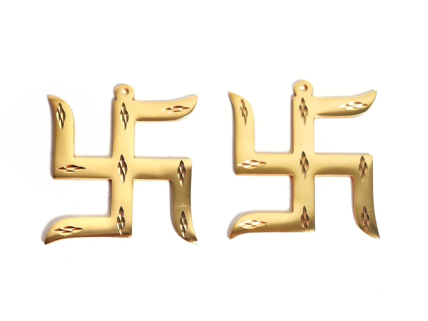 The Spiritual Living Pure Brass Swastik for Door Entrance II Religious Swastik Symbol for Good Luck II Vastu Remedies II Home Office II Golden II 3 Inch Approx II Pack of 2