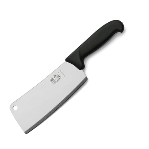 Victorinox Fibrox Handle Kitchen Cleaver, Stainless Steel Straight Edge for Cutting Fish, Meat, & Vegetables, Black, 19 cm, Swiss Made