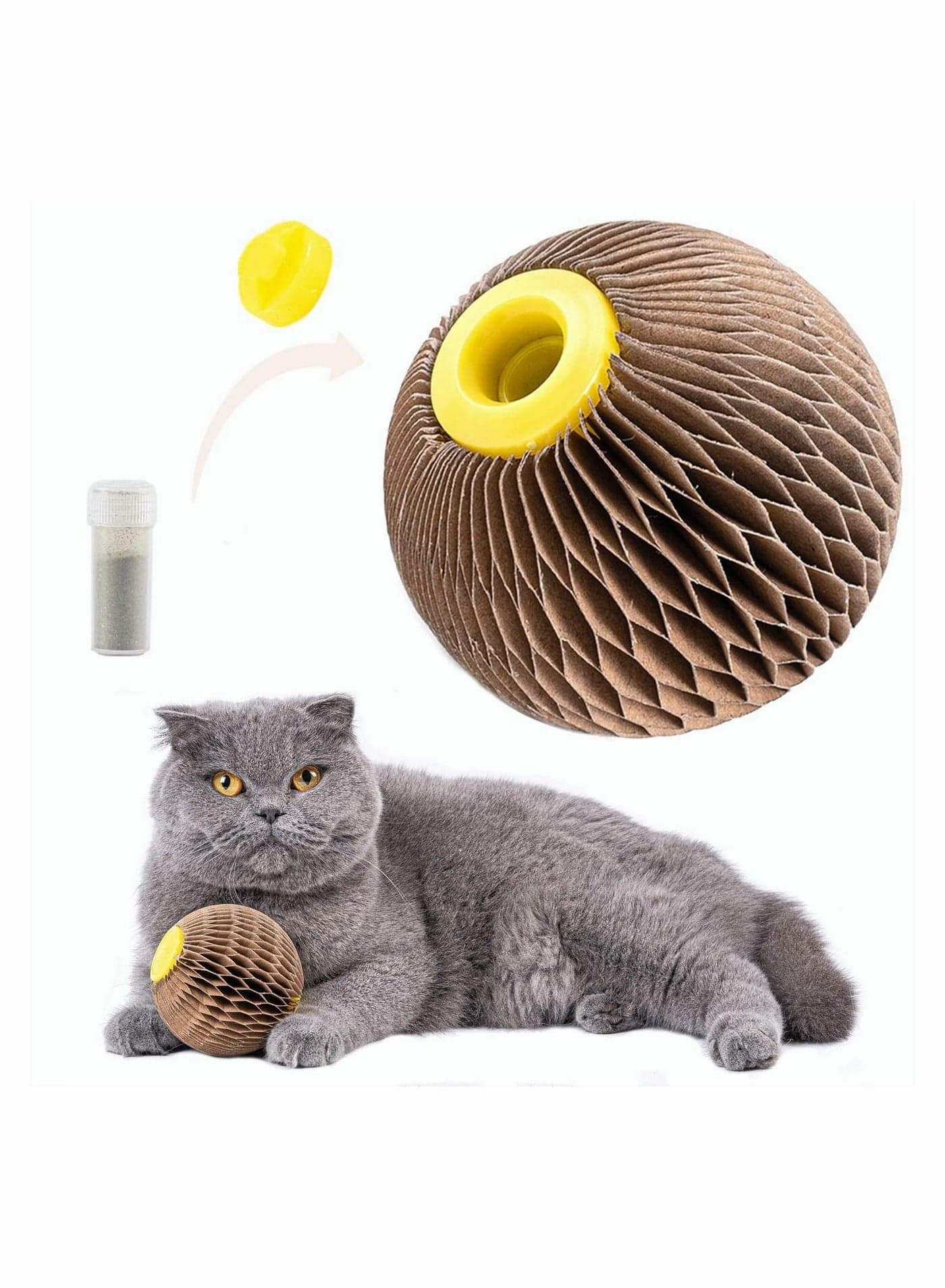 Catnip Scratching Ball Toy for Cats - Refillable Catnip Ball, Interactive Playmate for Kitty, Reduces Obesity & Boredom, Best Catnip Toy for Play & Exercise