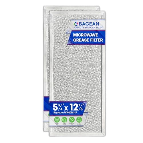 Microwave Filter Replacement 5.78" x 12.91" Fits W10208631A Whirlpool Microwave Filter - Aluminum Mesh Screen Grease Filters - Freshens and Filters Kitchen Air in Over the Range Oven Vent Fan (2-Pack)