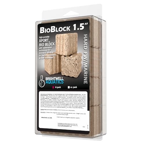 Brightwell Aquatics XportBIO Block Aquarium Filter Biological Filtration Media for Bacteria Growth Nutrient Control Control of Unwanted Nutrients Aquarium Water Treatments 8 Pack 15 inch