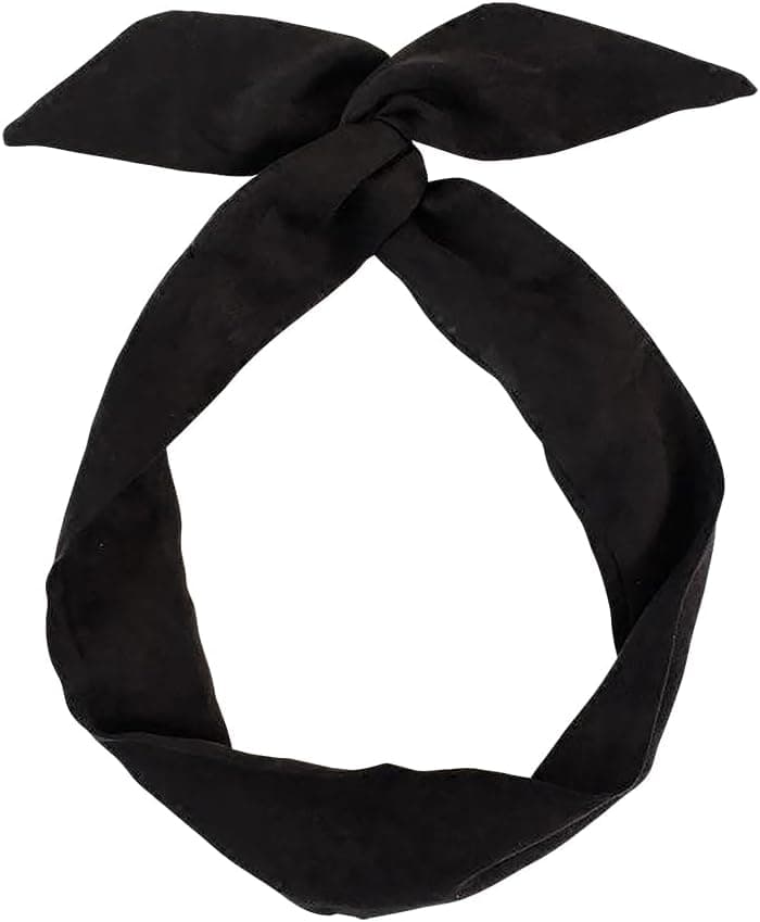 Twist Bow Headband Wired Hair Tie Headband Rabbit Ear Hair Scarf Bowknot Head Wrap Solid Color Cute Hair Band Plain Twisted Hairband Wire Hair Wrap Black