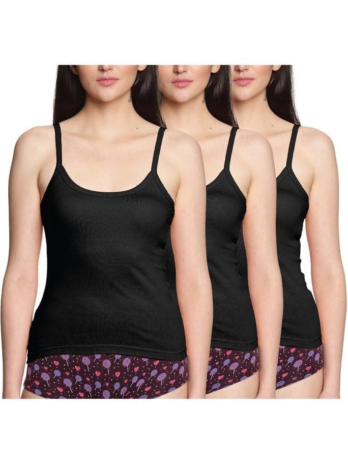 Lux Amore Women's Cotton Rich Slips – Comfortable, Smooth, and Airsoft Feel(Pack of 3)(Black)- 90cm