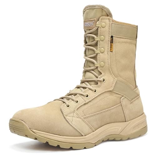 IODSON Men's Breathable Work Tactical Military Boots Lightweight Combat Army Motorcycle Jungle boots(Brown 8)