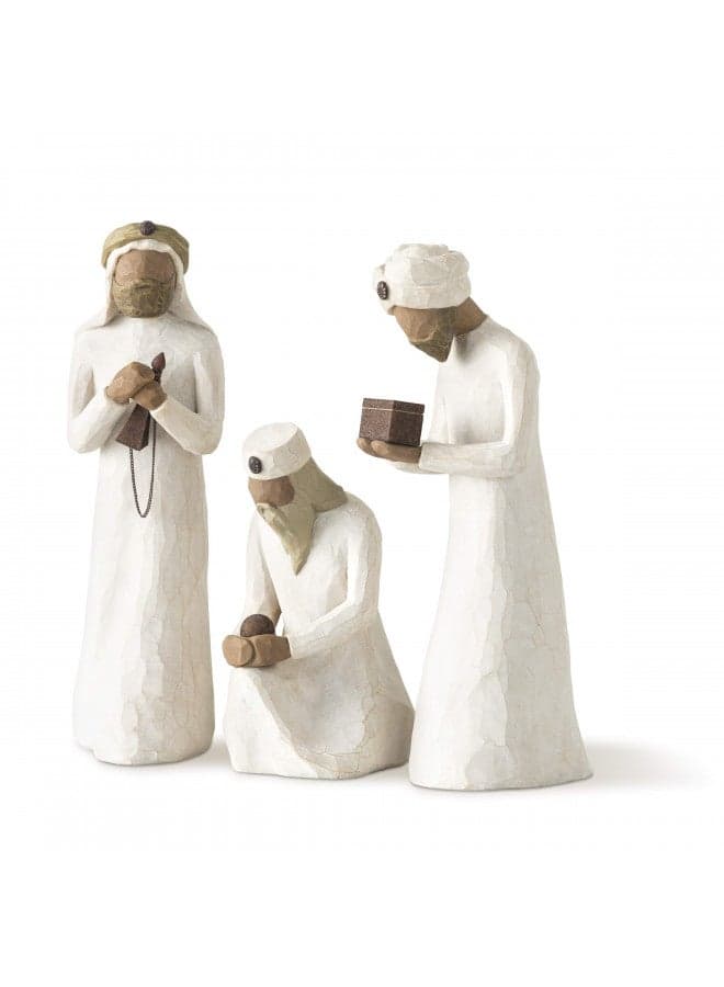 Willow Tree The Three Wisemen, Follow a Star to Find the Light of the World, Set of Walking, Bowing, Kneeling Figures Carrying Gifts for Holy Family, Sculpted Hand-Painted Figures for Classic Nativity