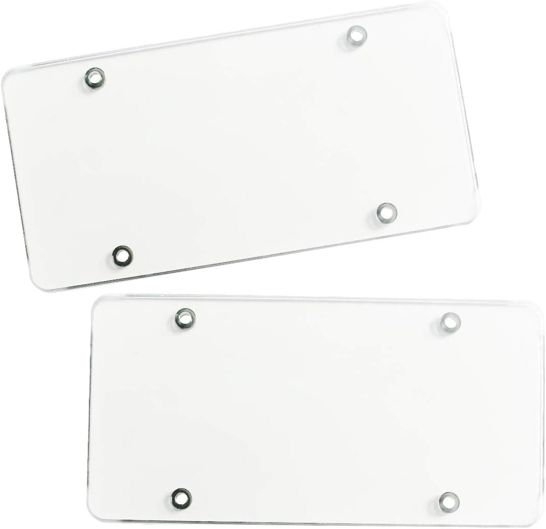 ZONETECH Clear Unbreakable License Plate Shields - 2-Pack Durable Acrylic Covers