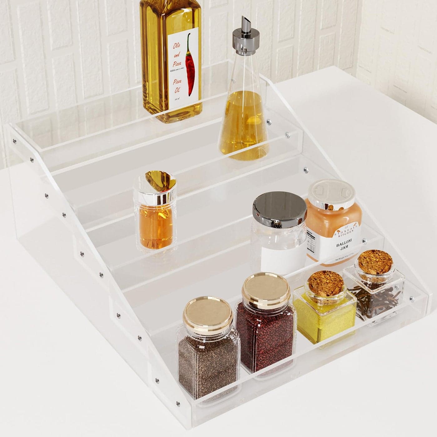 WUIVIUT Spice Rack Organizer For Cabinet 3 inTier Acrylic Tiered Spice Shelf Can Storage Organizer for Kitchen Pantry Countertop