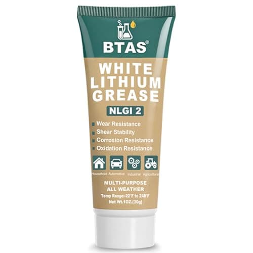 BTAS White Lithium Grease for Car DoorBearings Gears Lubricant GreaseGarage Door Tracks Hinges and Sliding Mechanisms Highly Versatile for Automotive Marine Industrial and Home use NLGI 2 1 oz