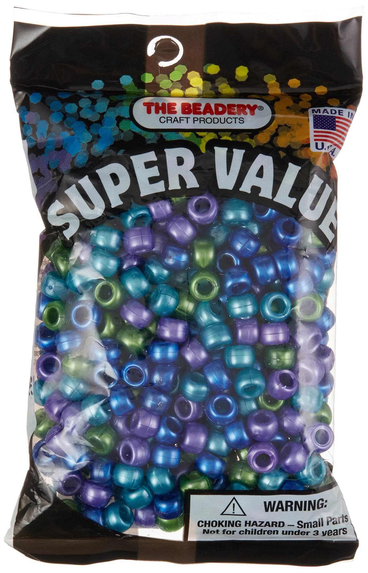 Beadery Pony Beads 6mmX9mm 415/Pkg, Cool Pearl Multicolor