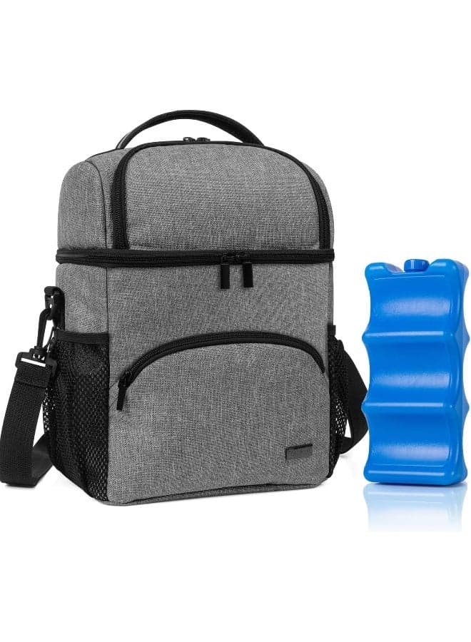 Teamoy Double Layer Breastmilk Cooler Bag with Ice Pack, Travel Baby Bottle Cooler Bag Tote Up to 6 Large 9 Ounce Bottles