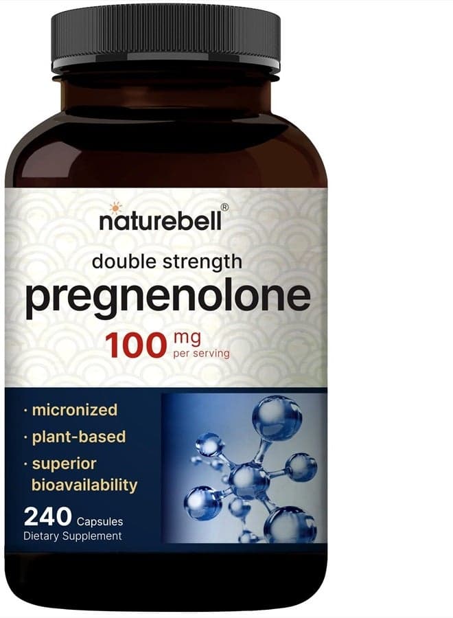 Pregnenolone 100mg, 240 Capsules | Micronized Grade for Higher Absorption, Plant Based – Natural Precursor, Brain, & Immune Health Supplement – Non-GMO, Soy Free