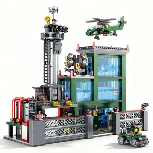 HAYXUN Military Base Building Set for Adults 1753 PCS Army Model Kit with Vehicles Helicopter Figures Model Building Kit for Adult Room Decor for Men Teen