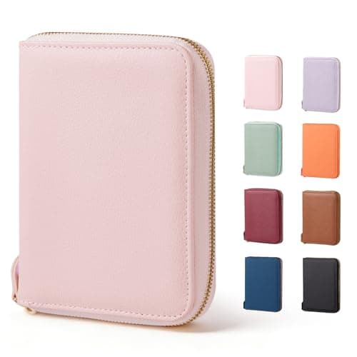 CoBak Passport Holder Cover with Safe Zipper Closure, Premium Passport Wallet for Travel, RFID Blocking Card Case, Waterproof Travel Accessories for Women, Pebbled Pink