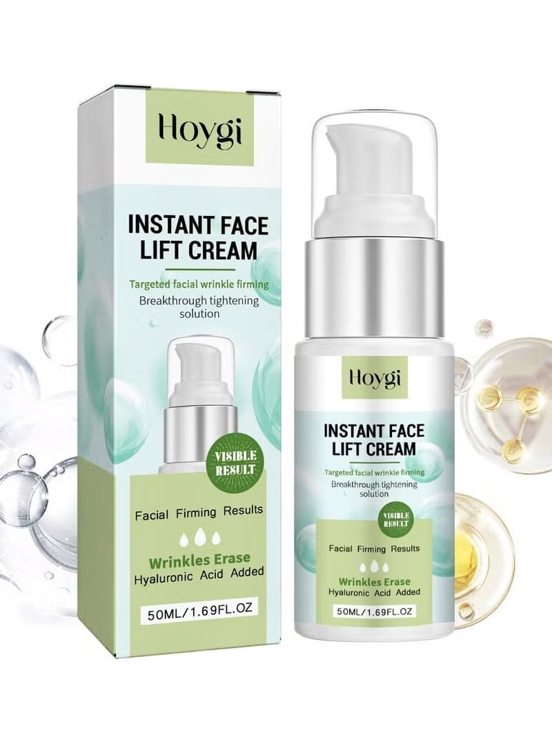 Instant Face Lifting and Tightening Cream, Facial Moisturizer with Hyaluronic Acid, Instant Wrinkle Remover, Face Lift Serum Visibly Firming Wrinkles and Sagging Skin, Smooth Fine Lines 50ml