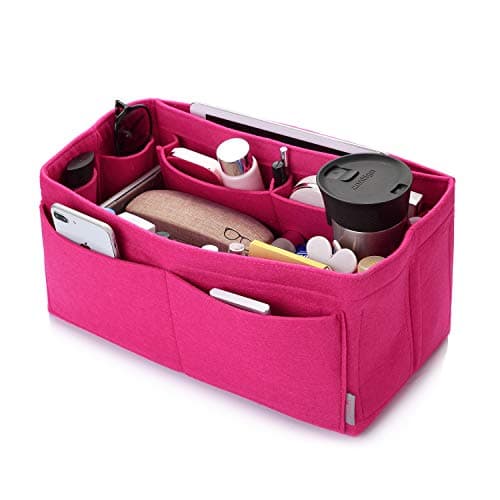ZTUJO Felt Purse Organizer, Multi Pocket Bag in Bag Organizer For Tote & Handbag Shaper, Speedy 30 & 40 (Large, Rose)