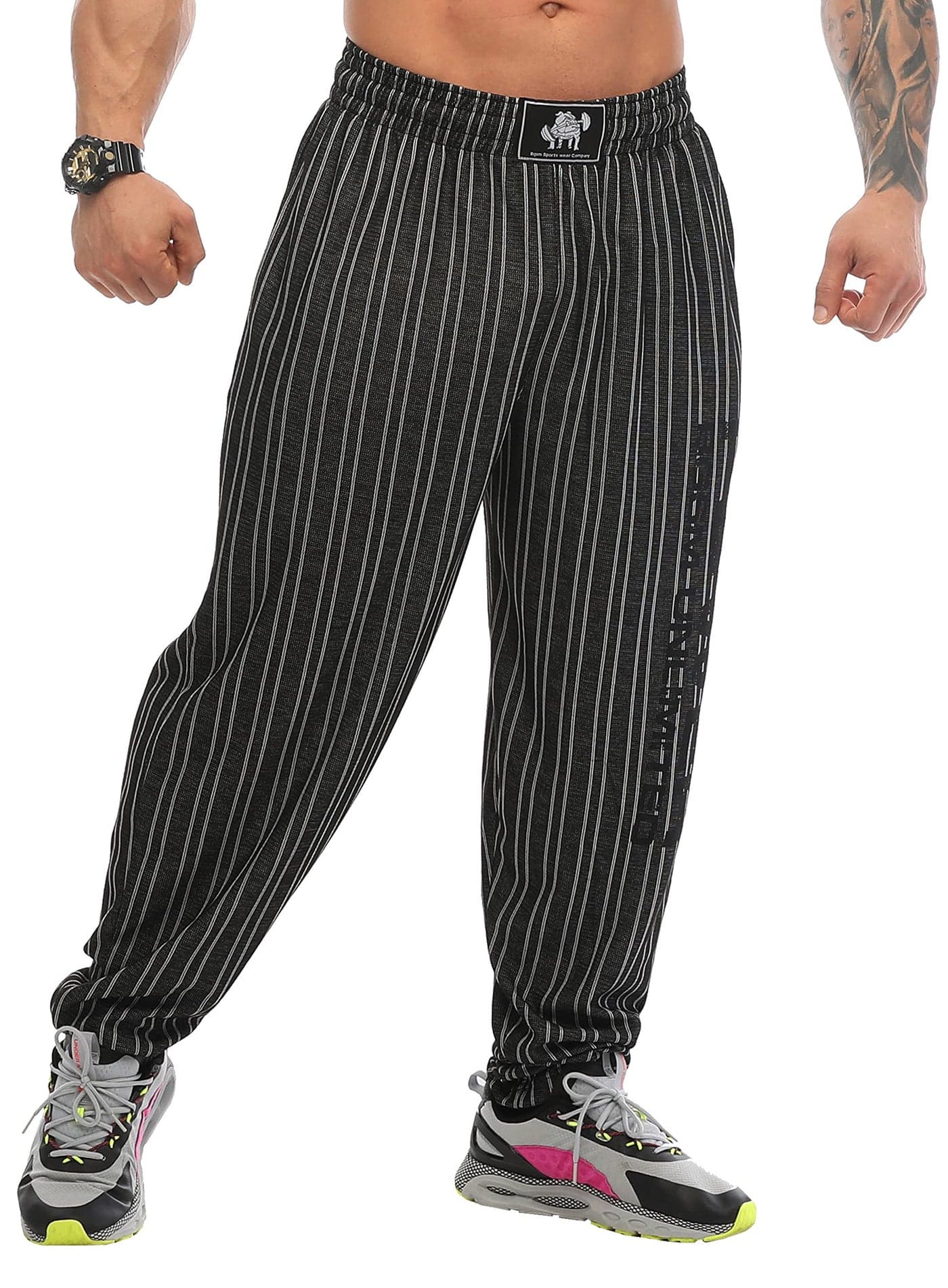 BIG SAM SPORTSWEAR COMPANY Men's Baggy Sweatpants with Pockets, Oldschool Loose Fit Gym Pants (S, Black)