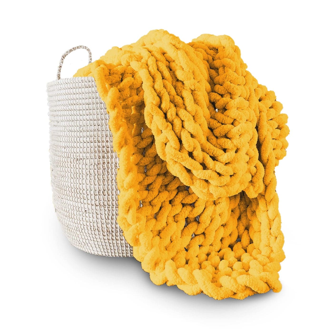 Adyrescia Chunky Knit Blanket Throw 100 Hand Knit with Jumbo Chenille Yarn 40x50 Harvest Yellow