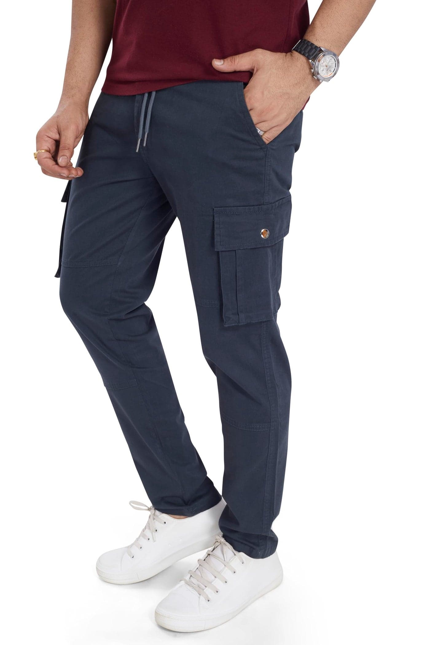 DIVISIVE Men's Cotton Cargo Pants (DCR110_30_Teal)