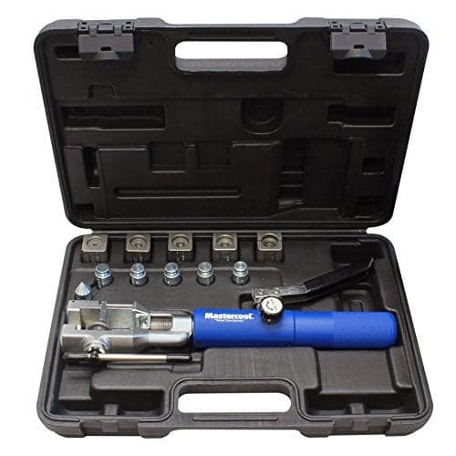 Mastercool 72480 Hydraulic an Flaring Tool Kit – 37° & 37° Double Flares for an Fittings, Aviation & Specialty Automotive – Works with Steel & Light Stainless Tubing – Includes Hydraulic Ram & Dies