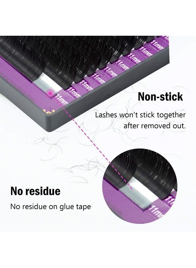 Eyelash Extensions 0.10 mm C curl 10mm Premium Individual Classic Lashes Soft Natural Matte Black 16 rows Professional Beauty Salon Supplies