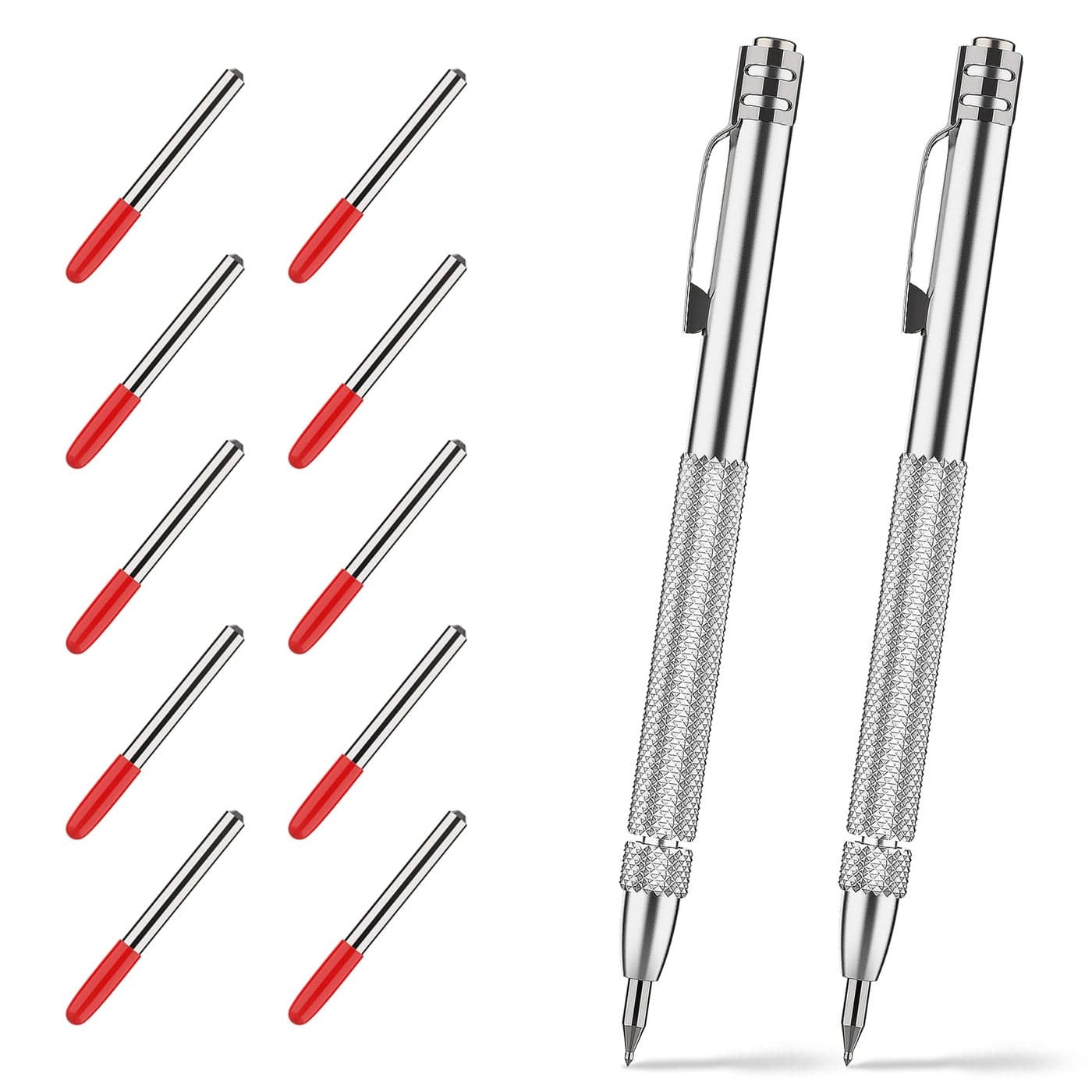 Glieskir 2 Pack Tungsten Carbide Scriber Tool Set with Magnet Professional Metal Engraving Pen Extra 10 Carbide Replacement Tips Ultimate Scribing Tools for GlassCeramicsSheet Metal Marking