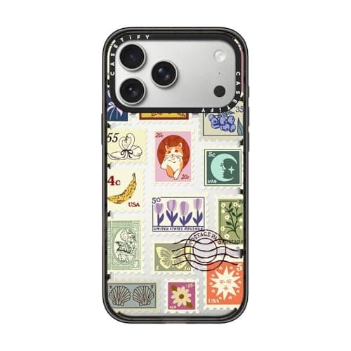 CASETiFY Impact iPhone 17 Pro Max Case SlimWireless Charging Compatible 82 ft 4X Military Grade Drop Protection Stamp Collection Clear Black