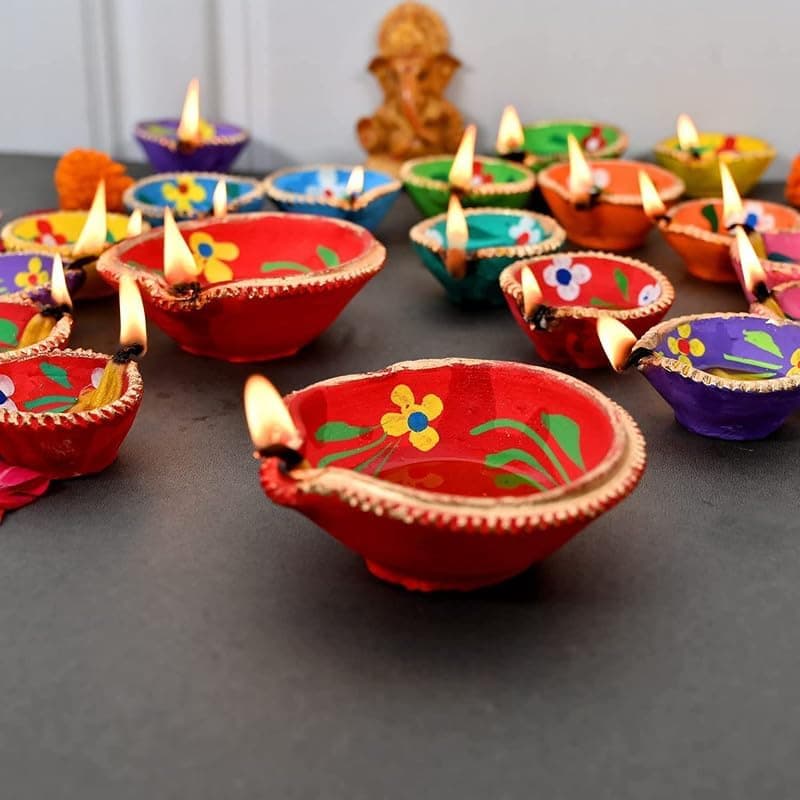 Saudeep India Diwali Diyas | Traditional Handmade Terracotta Clay Diya | Mitti Deepak Decorate for Diwali | Diya for Puja | Diwali Home Decoration Diya (Pack of 2)