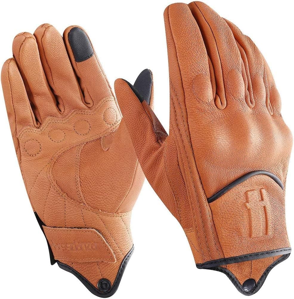 Harssidanzar GM028E Men's Full Finger Goat Leather Touch Screen Motorcycle Glove