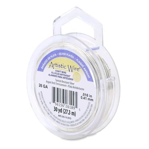 Artistic Wire, 26 Gauge Silver Plated Tarnish Resistant Colored Copper Craft Wire, Tarnish Resistant Silver, 30 yd