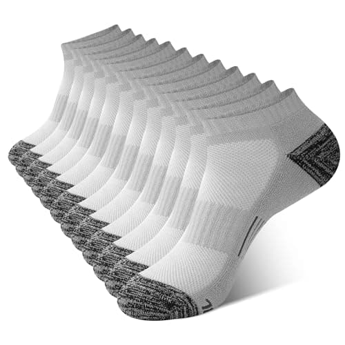 BAMBOO COOL Men's Ankle Socks Athletic Low Cut Cushioned Moisture Wicking, Running Socks Arch Support Breathable, 6 Pack Grey Socks
