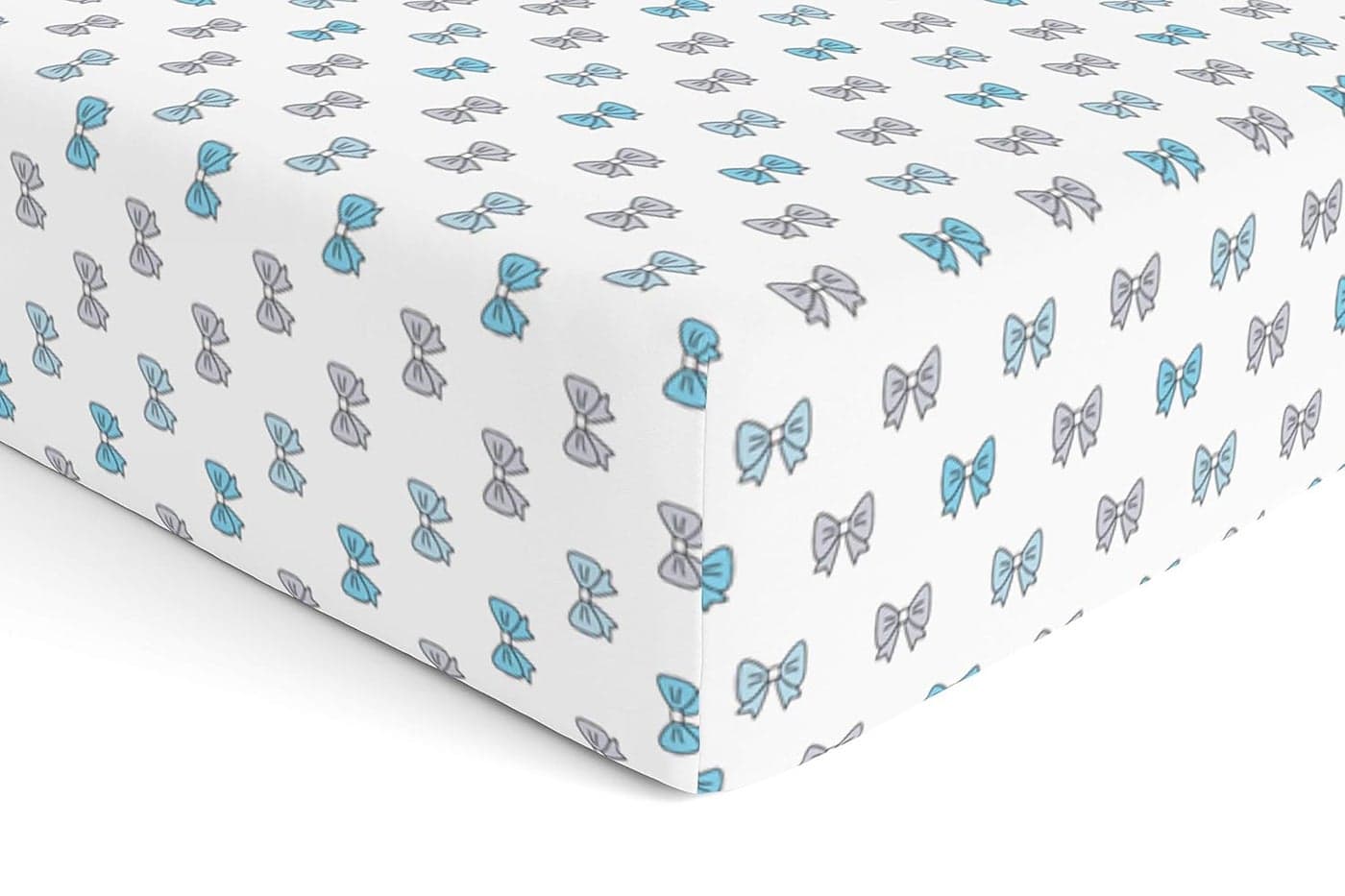 Cotton Baby Crib Fitted Bed Sheets for Cot Organic Twill Fabric Baby Bedding for New Born Infants Toddlers 52x28 Pack of 1 The White Cradle Blue Bows