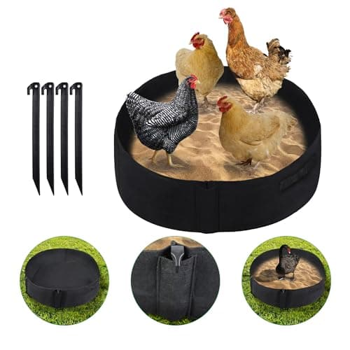 WBCBEC Chicken Dust Bath Tub Dust Bath for Chickens Chicken Coop Cleaner Container with 4 Ground Stakes Chicken Coop Accessory for Farms