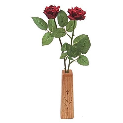 JustPaperRoses - 1st Wedding Anniversary Paper Roses - 2 Stems, 18 Inch with Vase - Handmade Paper Flowers in Display Box
