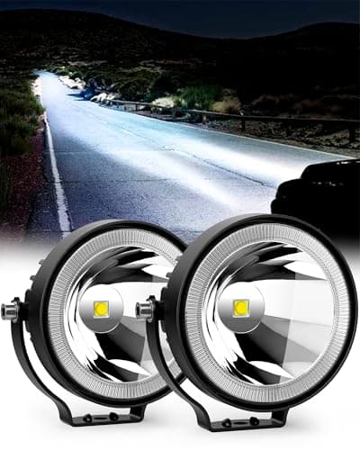 NAOEVO 4 Inch Round LED Pod Lights 60W 6000LM LED Spot Off RoadDrivingFog Lights for Truck Car ATV UTV Boat Motorcycle 2Pack White