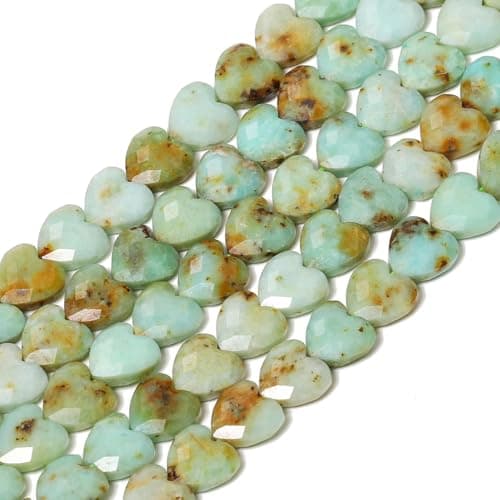 Nitopupu 22pcs Faceted Heart Stone Beads Natural Green Opal Bead 8mm Crystals and Healing Stones for Jewelry Making SuppliesFriendship Bracelet KitLove Gifts