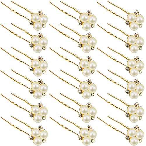 WILLBOND 18 Pcs Pearl Hair Pins Bridal Wedding Hair Accessories Crystal Bobby Pin for Brides Bridesmaids Flower Women Girls(Gold)