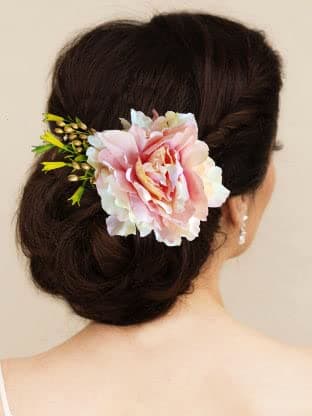 Hair Flare Floral Comb Slide/Hairpin/Judabun/Juda Side Pin/Comb Hairpin for Women 2301, Baby Pink